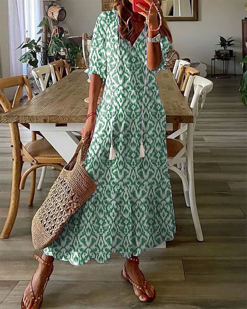 Junio | Maxi Sukienka Boho z Flattering Pokryciem na Brzuch