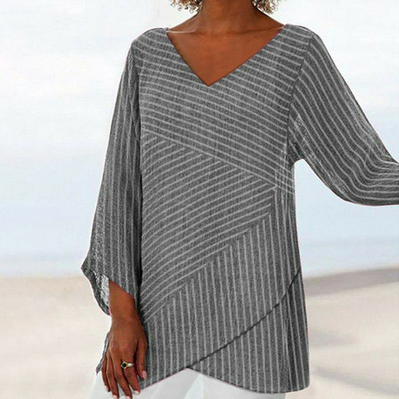 Ella™ Top w Paski Drapowane