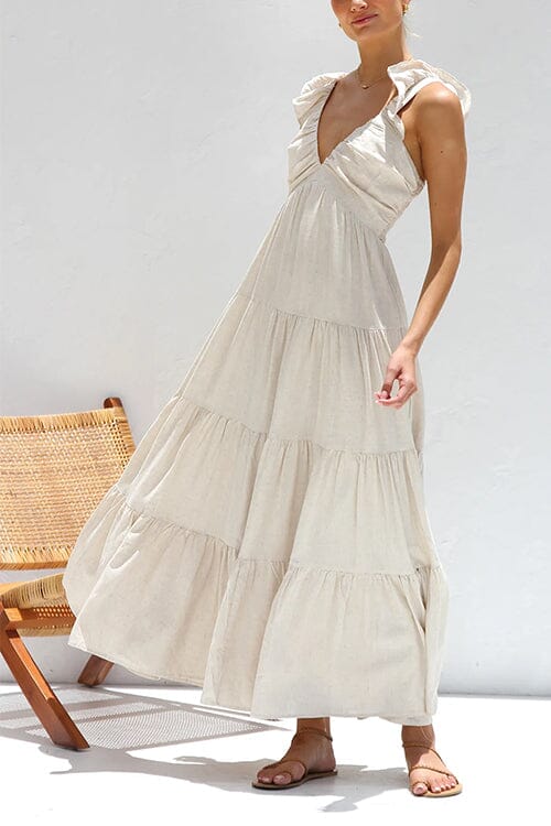 Ophelia | Elegancka Sukienka Maxi z Falbanami