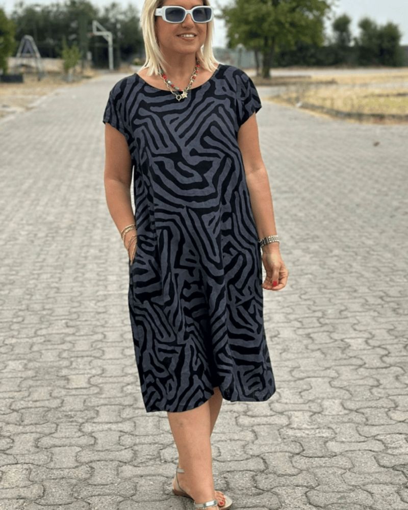 Paisley | Letnia Sukienka z Okrągłym Dekoltem