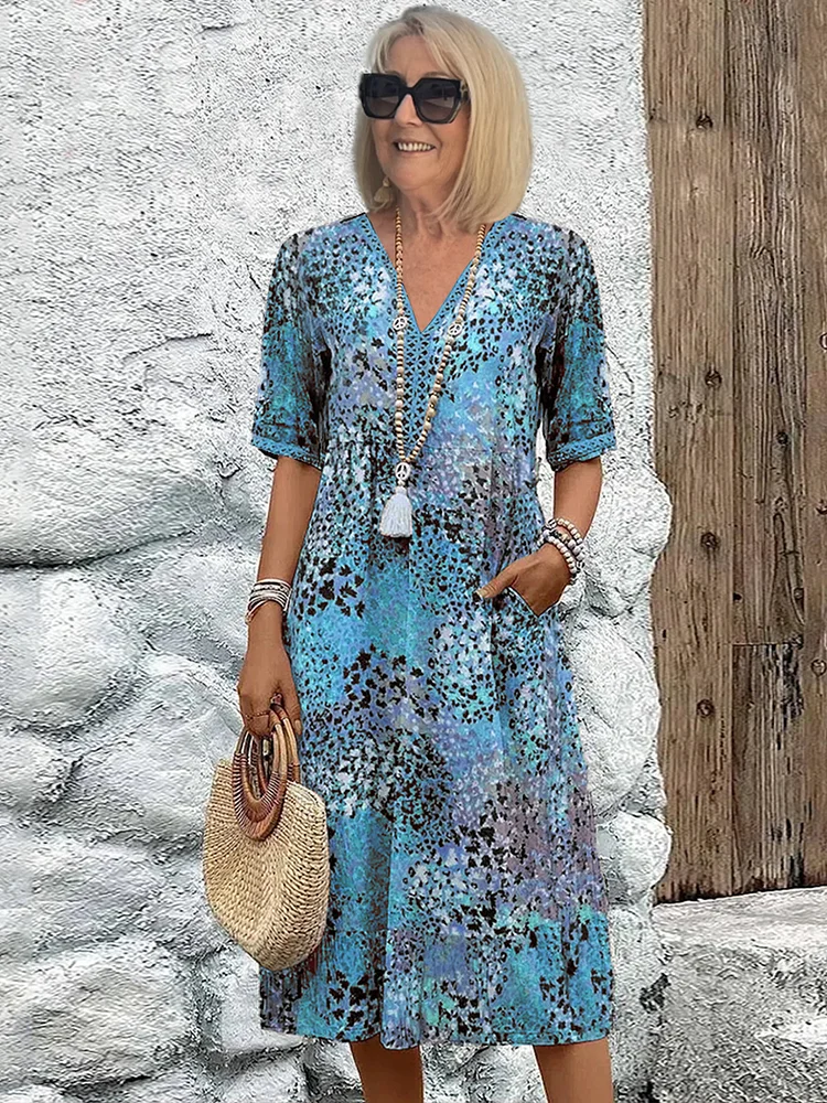 Sofía | Elegancka Sukienka Midi Kwiatowa z Zakryciem na Brzuch