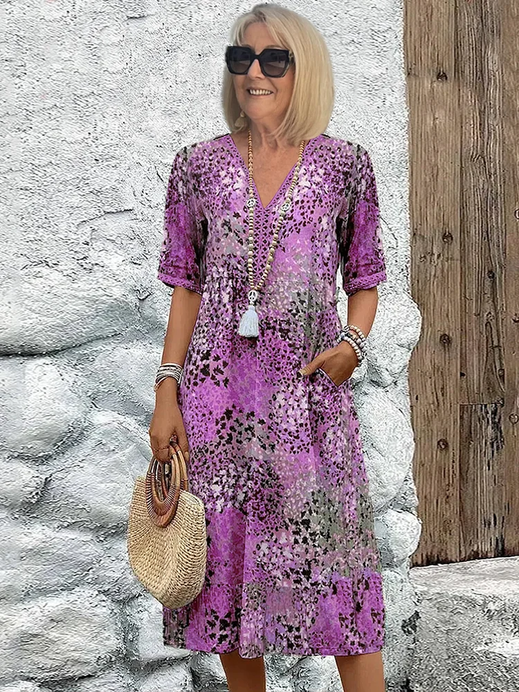 Sofía | Elegancka Sukienka Midi Kwiatowa z Zakryciem na Brzuch