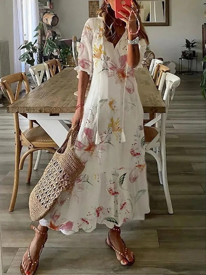 Junio | Maxi Sukienka Boho z Flattering Pokryciem na Brzuch