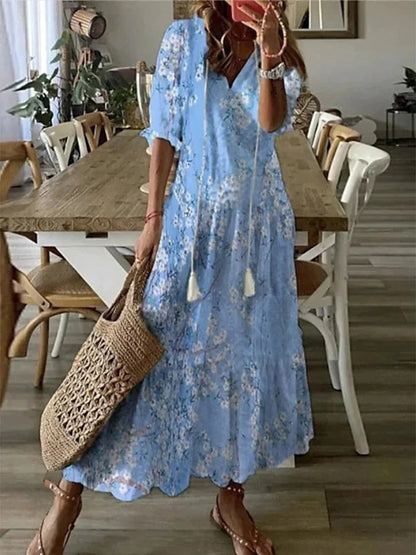 Junio | Maxi Sukienka Boho z Flattering Pokryciem na Brzuch